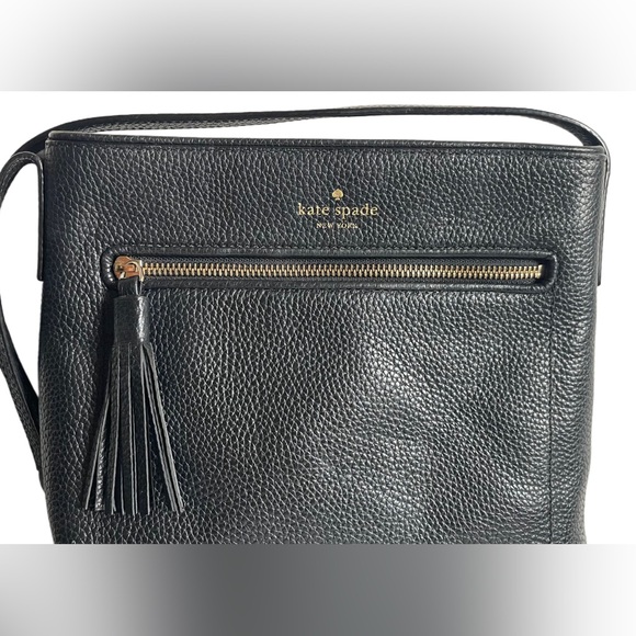 Kate Spade Black Pebbled Messenger Leather Crossbody Bag - Picture 6 of 17